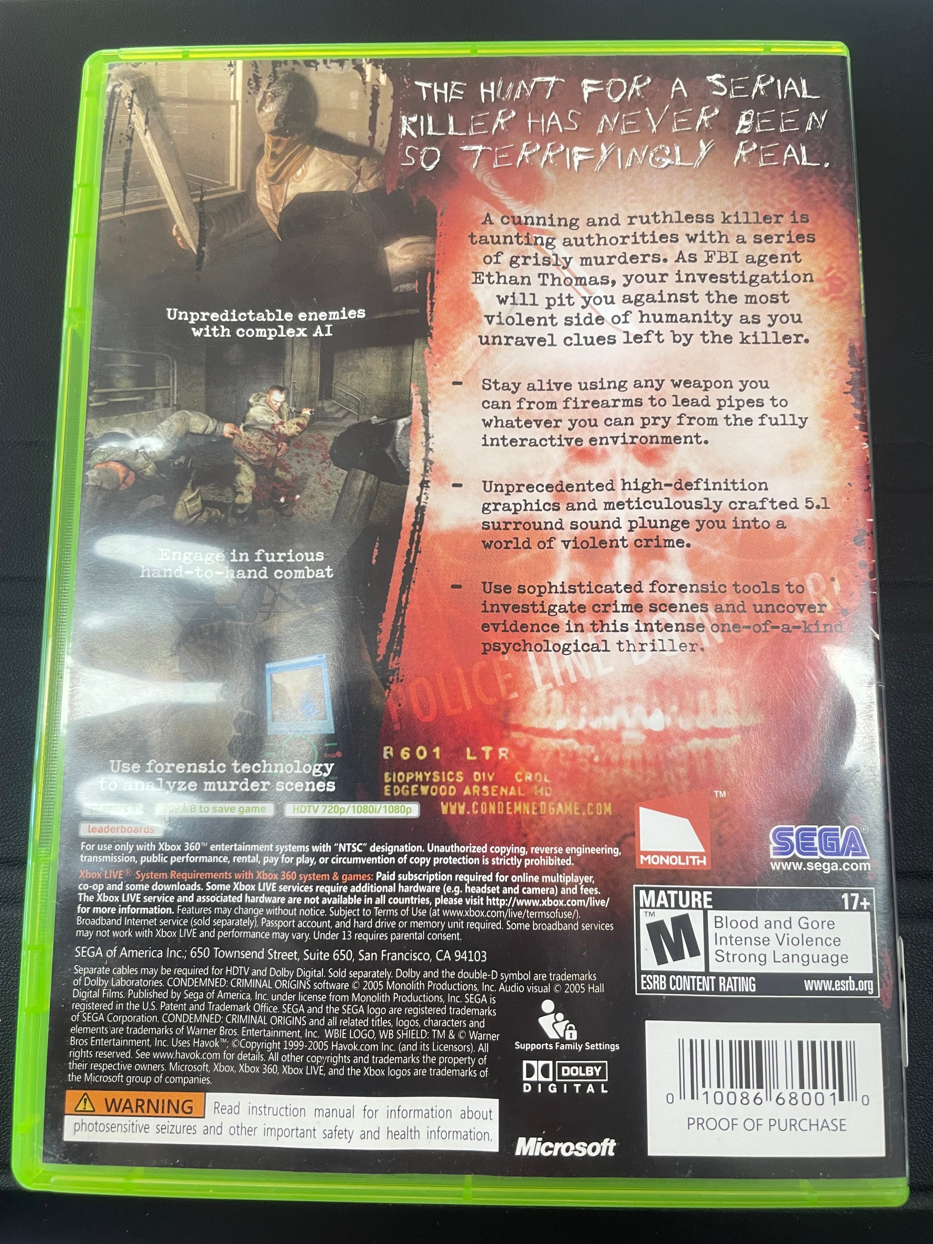 Condemned: Criminal Origins [Platinum Hits]